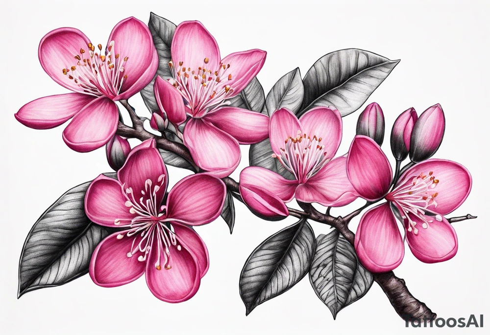 pink silktree blossoms floating tattoo idea