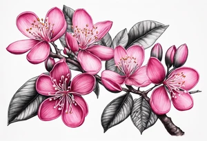 pink silktree blossoms floating tattoo idea