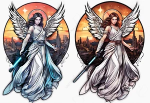 Angel with a lightsaber tattoo idea
