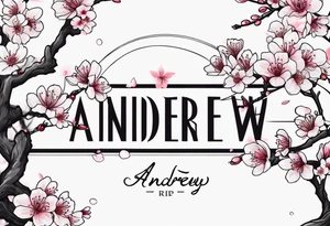 Cherry Blossom with the words RIP Andrew tattoo idea