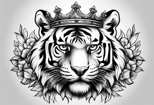 Tiger wearing crown roaring tattoo idea