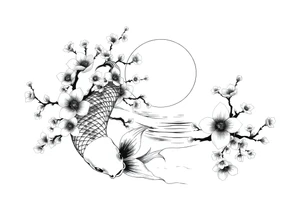 Koi sunset Japan cherry blossoms tattoo idea