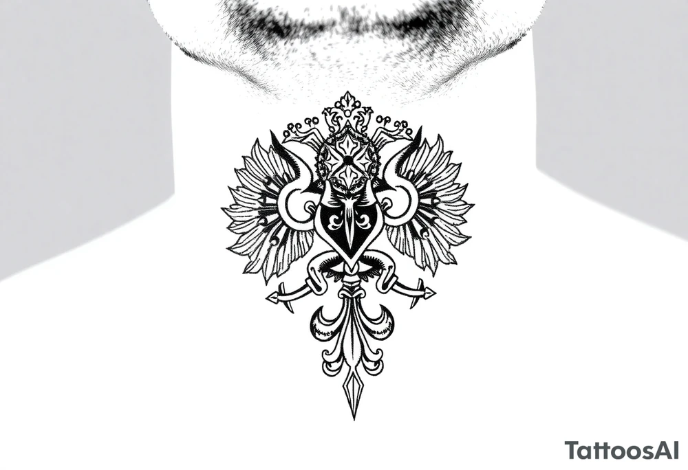 russian christian orthodox military neck design front facing tattoo idea