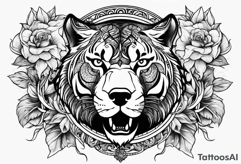 Wolf and dolphin and tiger tattoo idea