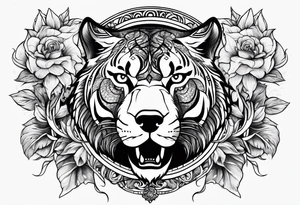 Wolf and dolphin and tiger tattoo idea