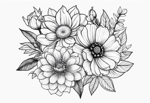 November birth flower and July birth flower in a bouquet tattoo idea