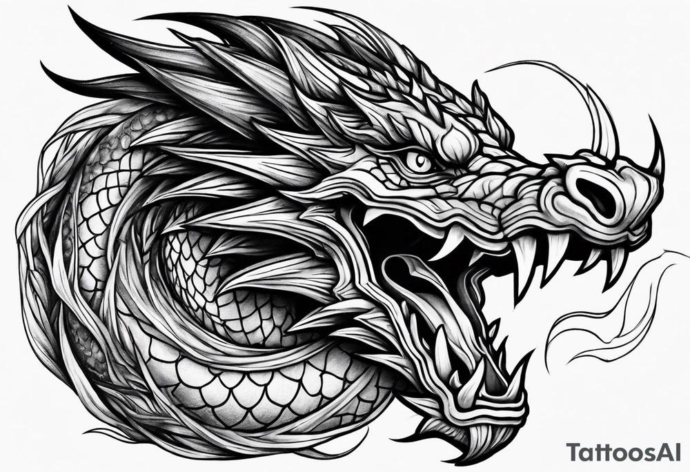 Powerfull magestic black fire dragon tattoo idea