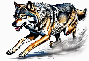 Wolf running tattoo idea
