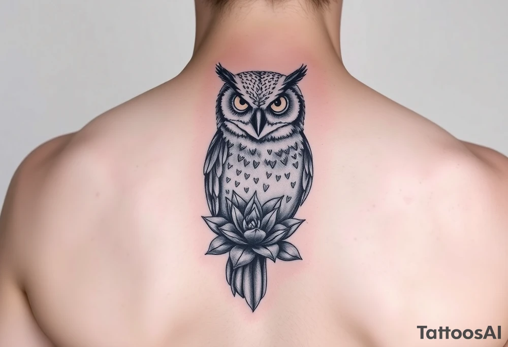 Owl with Succulent tattoo idea