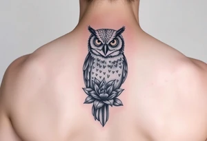 Owl with Succulent tattoo idea