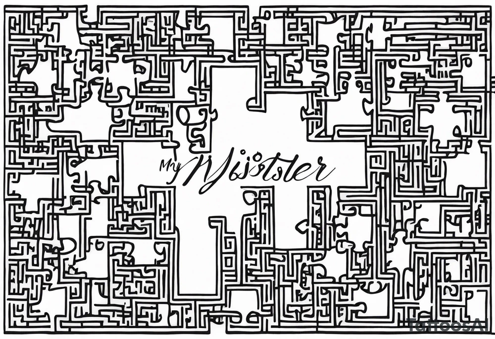 Fine line tattoo that has my sister's hand writing "my favorite sister" written inside of a single puzzle piece. Simple tattoo that will be on my ankle and is done in memory of my sister. Have the words outlining the puzzle piece tattoo idea
