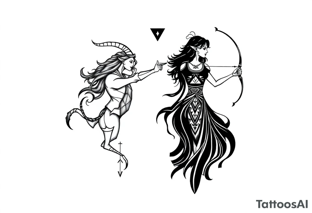 Male Capricorn and female Sagittarius couple high school sweetheart’s unconditional tattoo idea