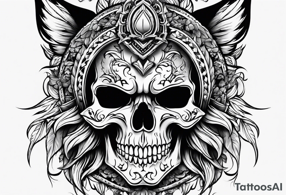 Skull with wolf tattoo idea