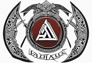 Valhalla valknut round 
shield axe sword tattoo idea
