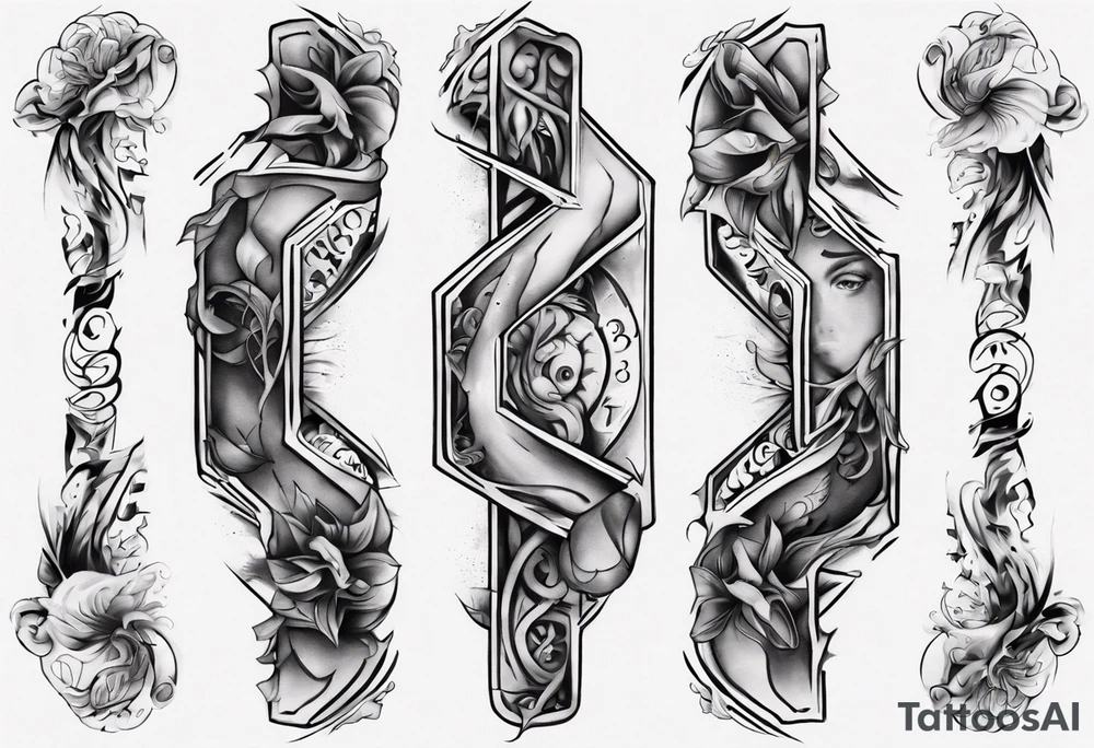 number 9 right side up and upside down connected tattoo black and grey on inside forearm tattoo idea