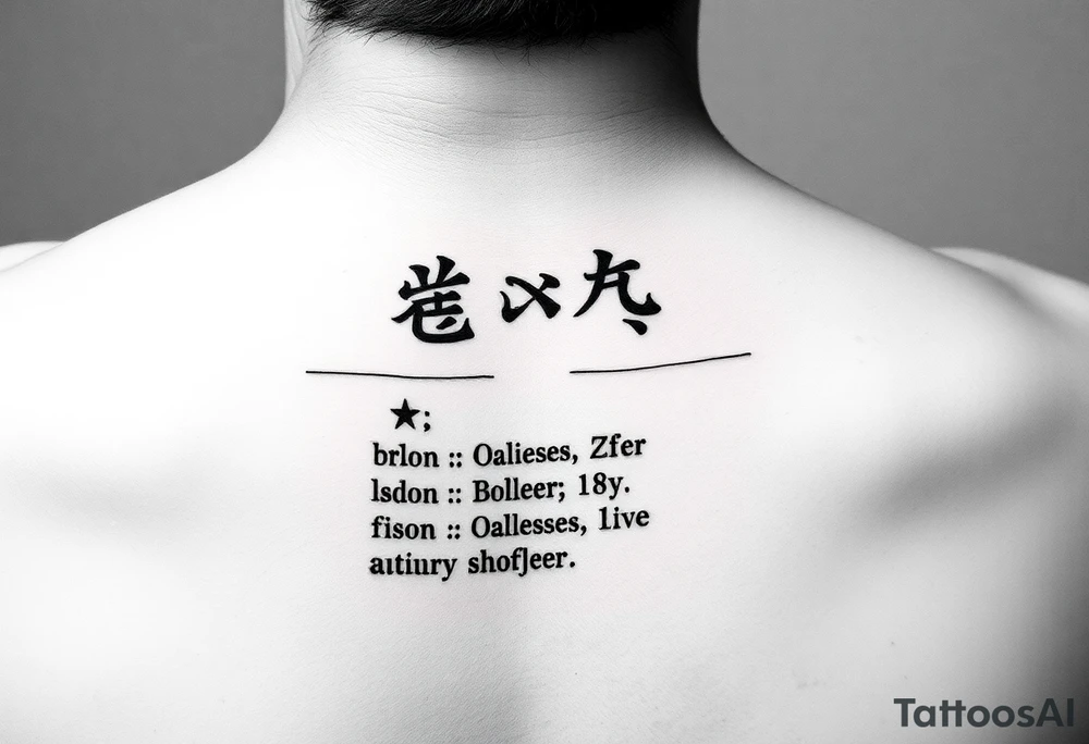 "Text tattoo: 'С' on top skin layer, 'М' on bottom, between them—list of aliases in tiny font. Like a literary sandwich." tattoo idea