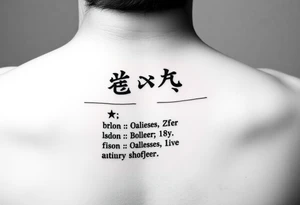 "Text tattoo: 'С' on top skin layer, 'М' on bottom, between them—list of aliases in tiny font. Like a literary sandwich." tattoo idea