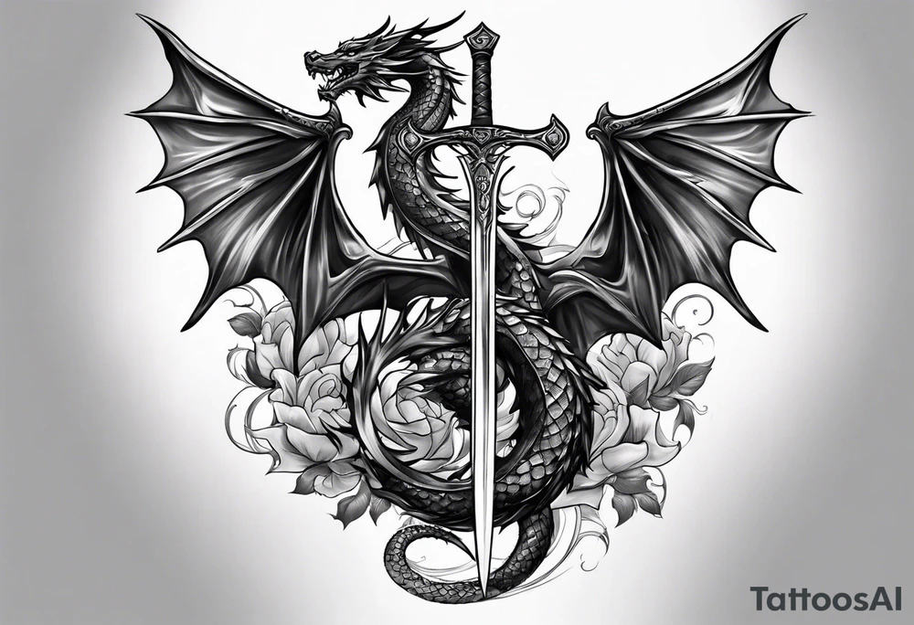 back sword tattoo
with wrapped dragon tattoo idea