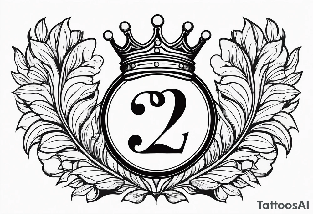 elegant number 22 with a crown tattoo idea