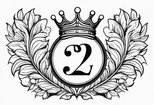 elegant number 22 with a crown tattoo idea