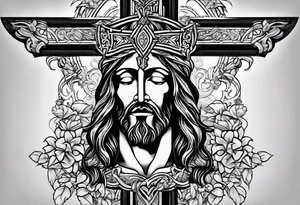 Jesus cross made from many hearts tattoo idea