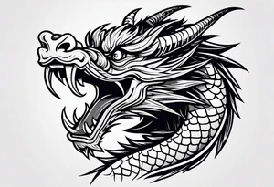 Animal head of a chinese dragon who is angry ONLY THE HEAD FACING RIGHT tattoo idea