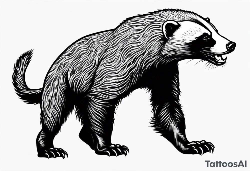 honey badger climbing, claws, arched back tattoo idea