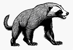 honey badger climbing, claws, arched back tattoo idea