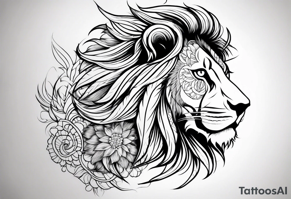 Feather lion tattoo idea