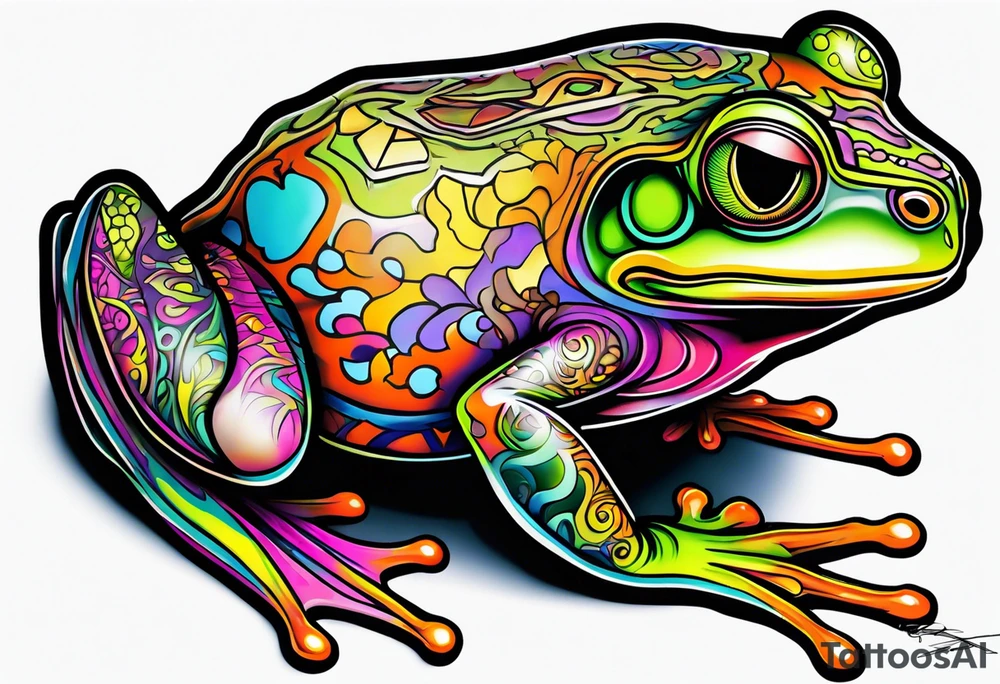 a psychedelic frog tattoo idea