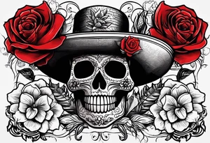 day of dead, red rose, Mexican hat,  cactus, no skeleton tattoo idea