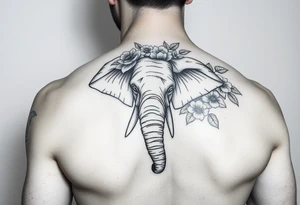Elephant sleeve with flowers tattoo idea