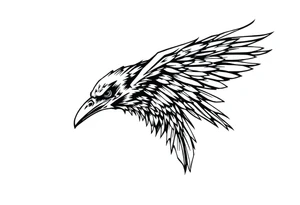 linear abstract raven tattoo idea
