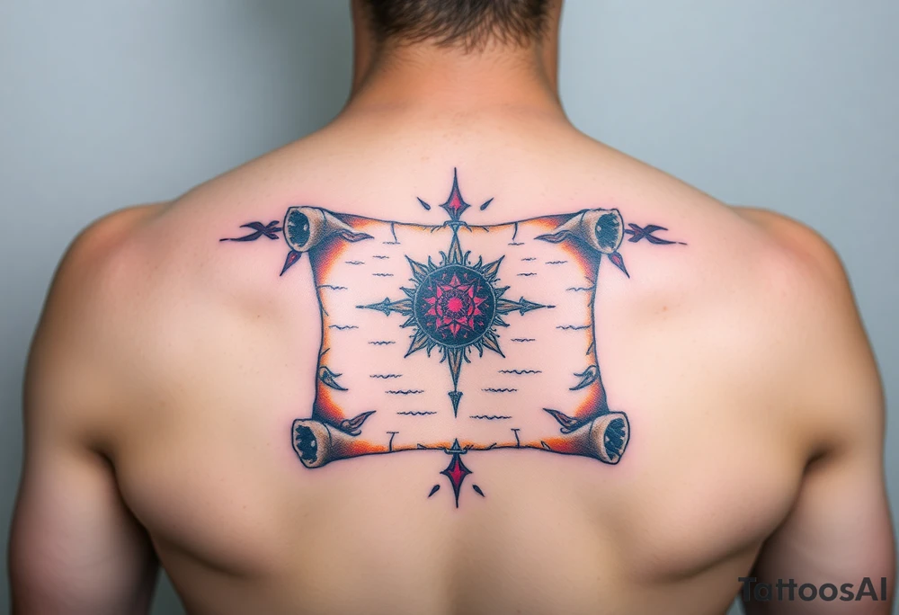 Scroll of aged parchment paper tattoo idea