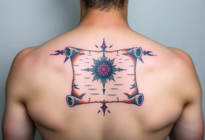 Scroll of aged parchment paper tattoo idea