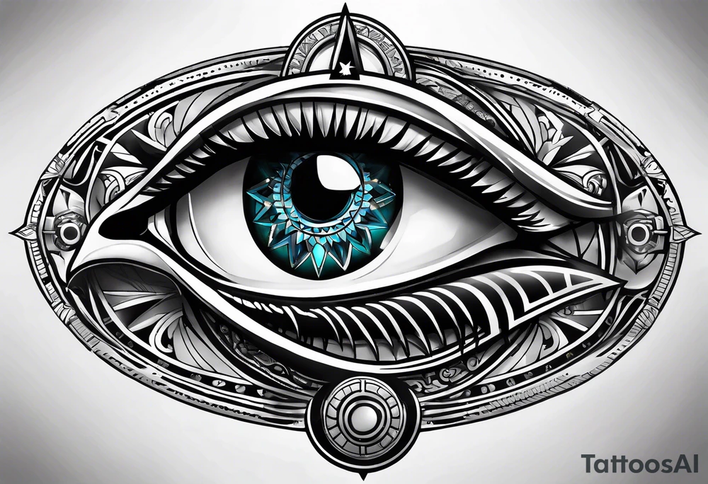 eye of horus inside compass tattoo idea