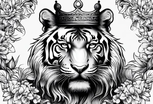 Tiger with 3 eyes and crown tattoo idea