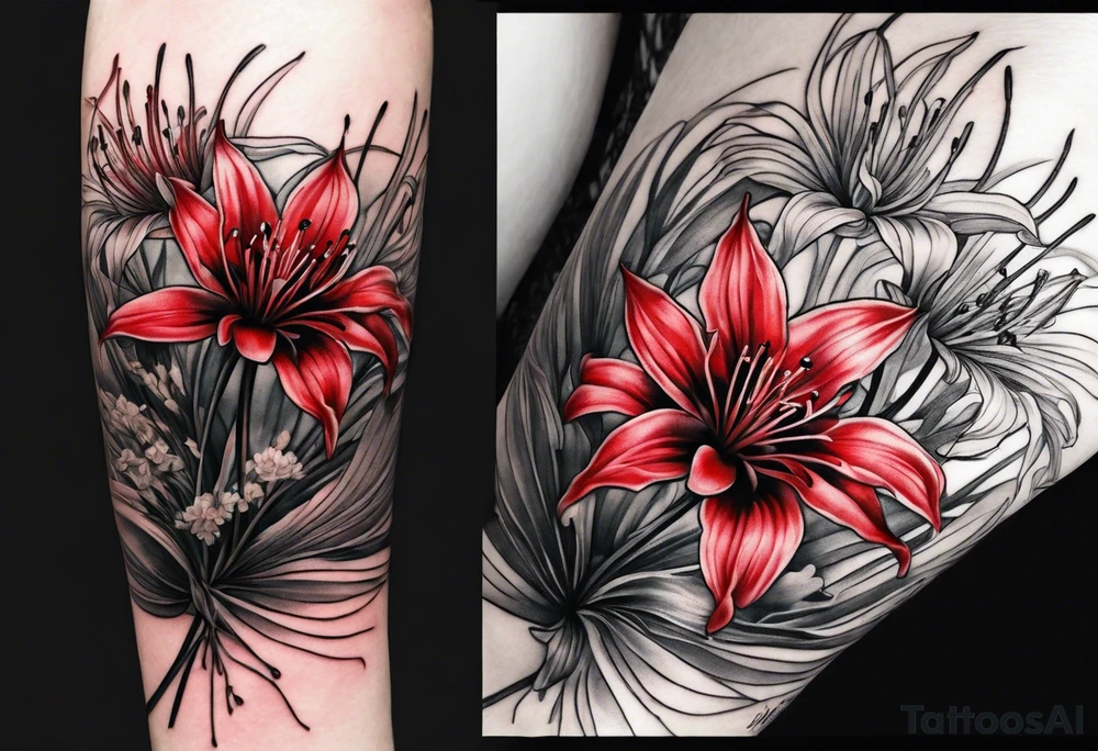 Red spider lilies for a forearm tattoo tattoo idea