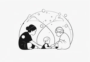 dots to represent two children a mother and father tattoo idea