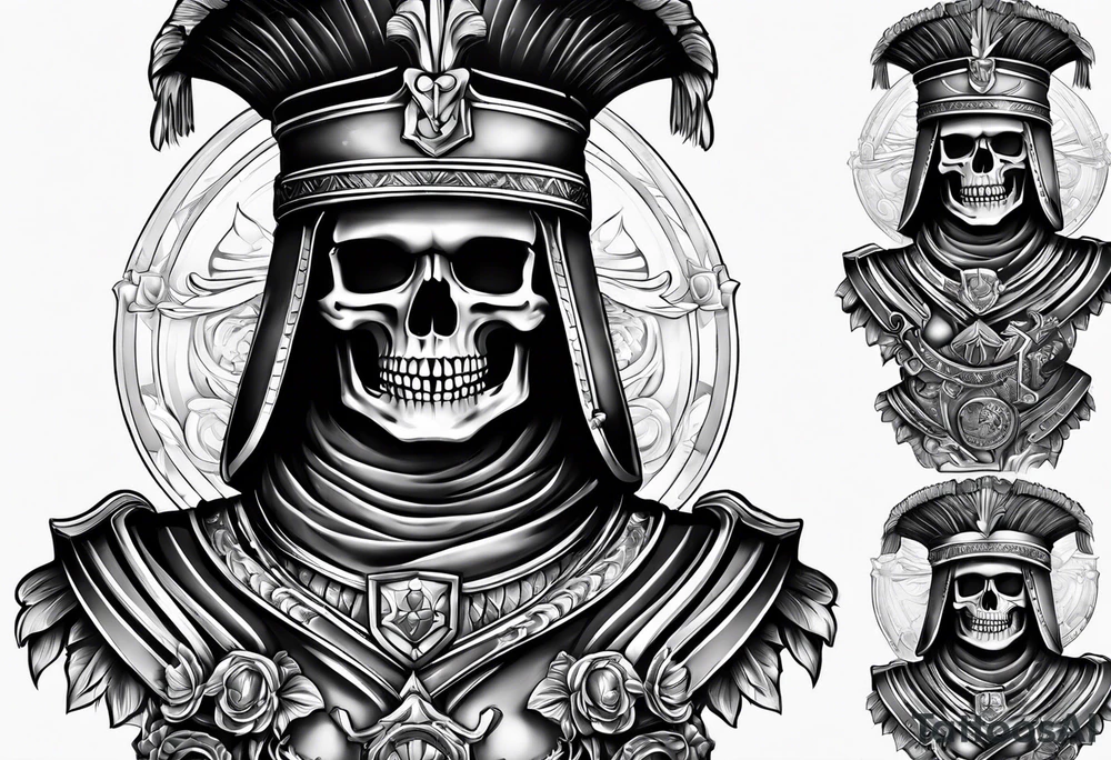 Roman soldier skeleton tattoo idea