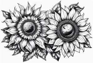 Sunflowers sun and moon tattoo idea