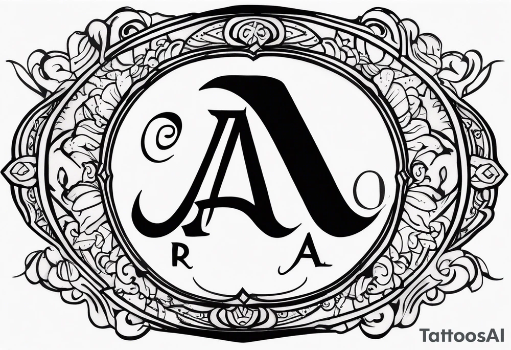 the letters A R in the middle of a ninja headband tattoo idea