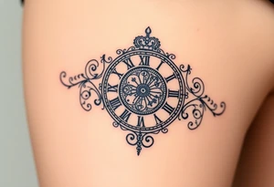 vintage roman numerals within ornate clockwork mechanism tattoo idea