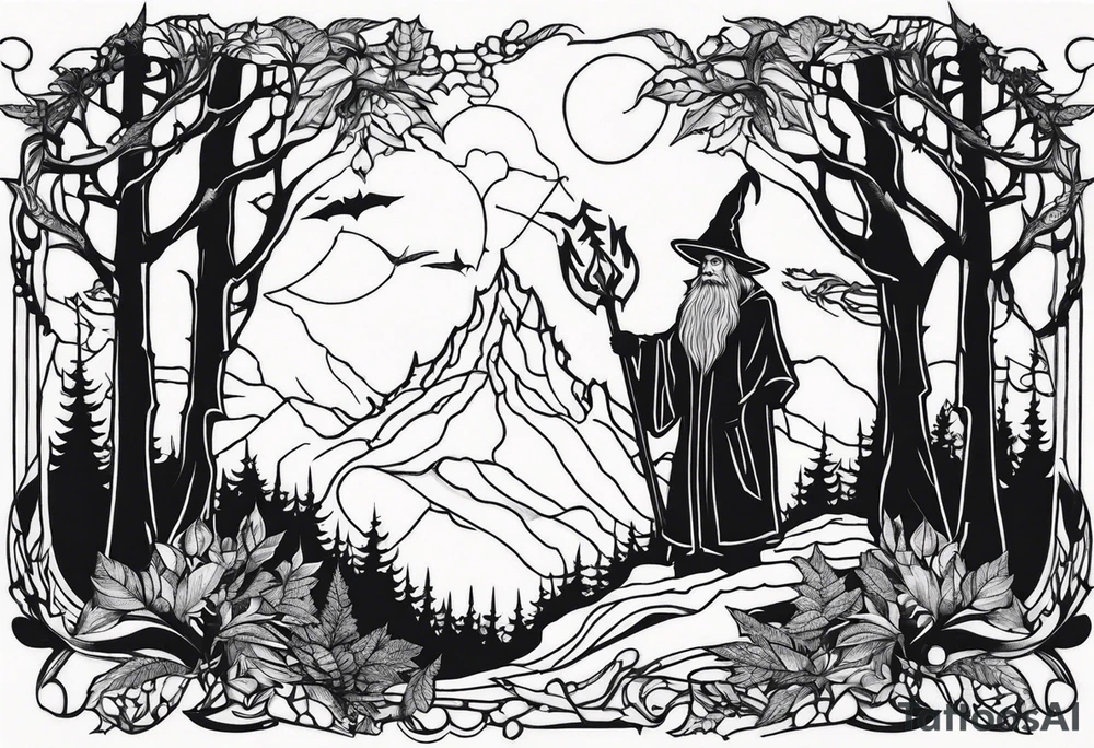 wizard in the forest tattoo idea