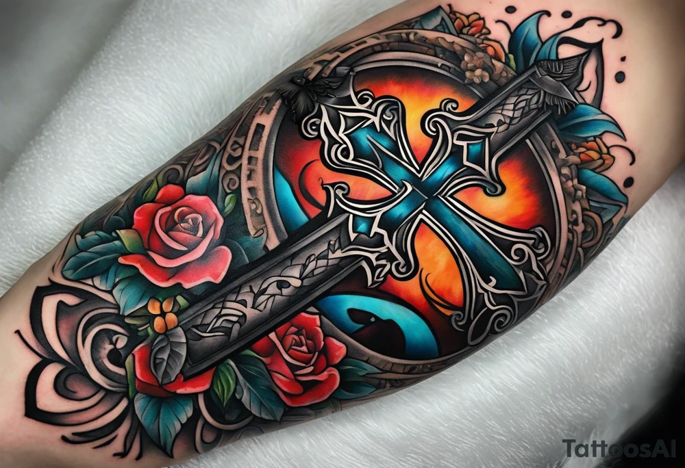 Isaiah 60:22 on my forearm with a cross and some kind of animal tattoo idea