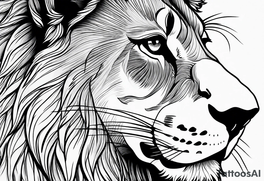 Lion face half face delicate tattoo idea