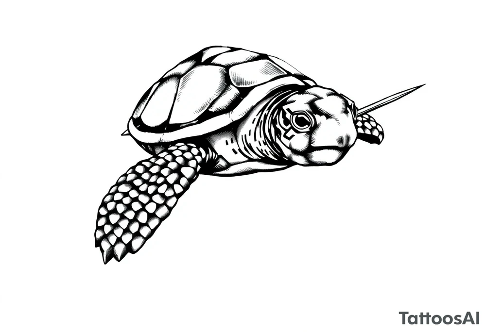 Turtle with a trident tattoo idea