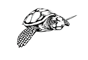 Turtle with a trident tattoo idea