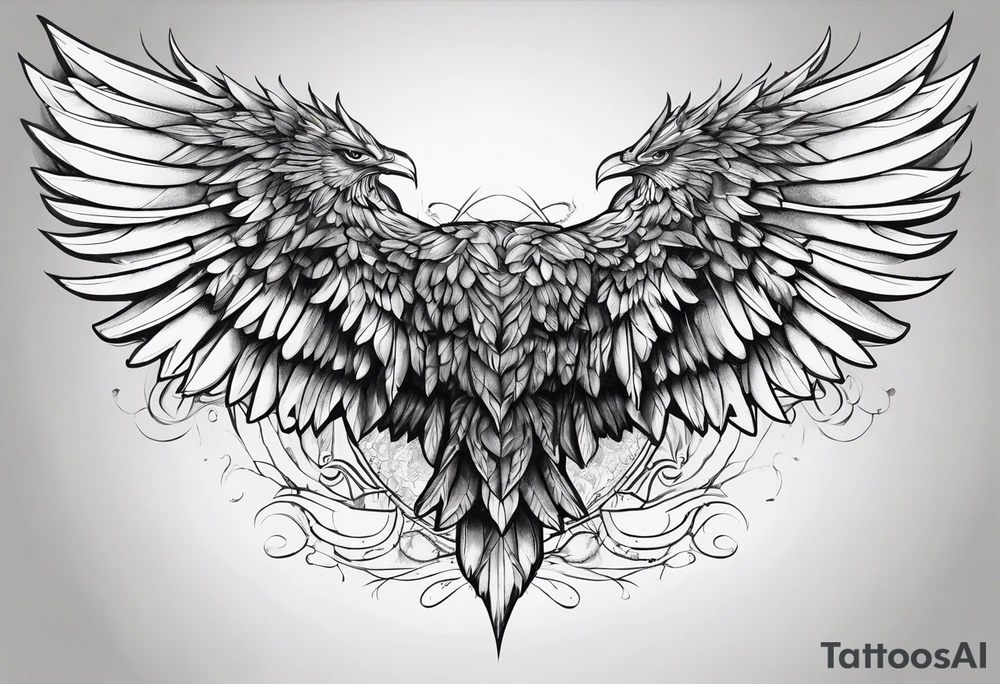 crossing angle wings tattoo idea