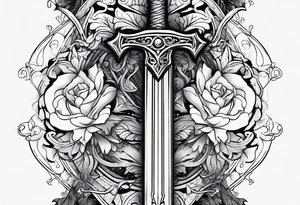 Magical sword thin tattoo idea